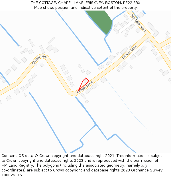 THE COTTAGE, CHAPEL LANE, FRISKNEY, BOSTON, PE22 8RX: Location map and indicative extent of plot