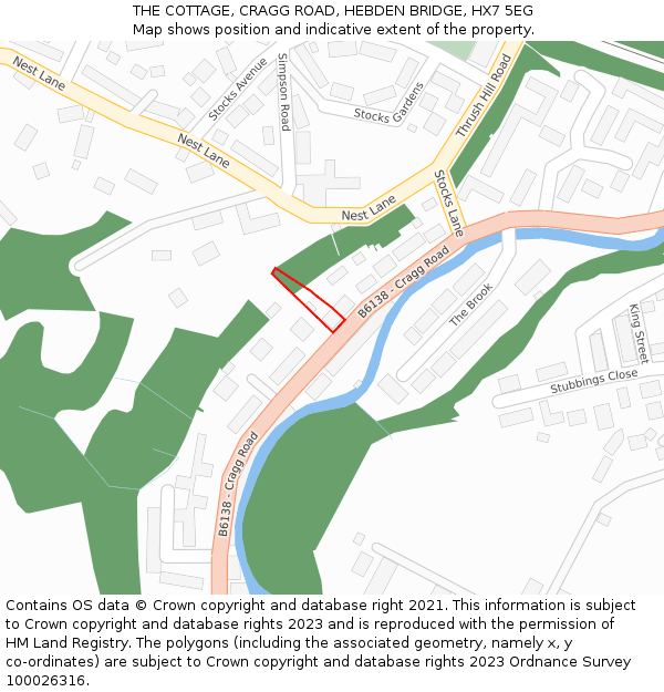 THE COTTAGE, CRAGG ROAD, HEBDEN BRIDGE, HX7 5EG: Location map and indicative extent of plot