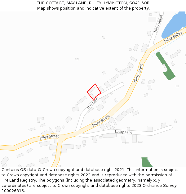 THE COTTAGE, MAY LANE, PILLEY, LYMINGTON, SO41 5QR: Location map and indicative extent of plot
