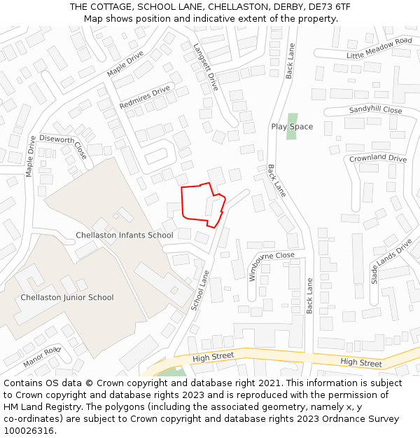 THE COTTAGE, SCHOOL LANE, CHELLASTON, DERBY, DE73 6TF: Location map and indicative extent of plot