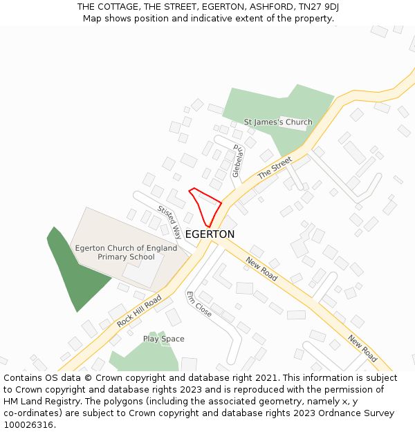 THE COTTAGE, THE STREET, EGERTON, ASHFORD, TN27 9DJ: Location map and indicative extent of plot