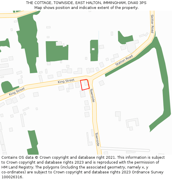 THE COTTAGE, TOWNSIDE, EAST HALTON, IMMINGHAM, DN40 3PS: Location map and indicative extent of plot