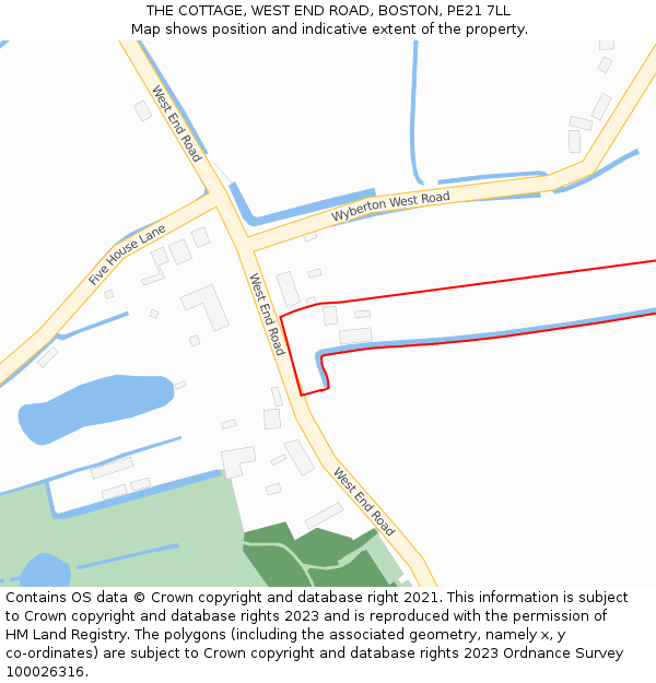 THE COTTAGE, WEST END ROAD, BOSTON, PE21 7LL: Location map and indicative extent of plot