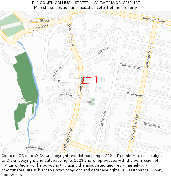 THE COURT, COLHUGH STREET, LLANTWIT MAJOR, CF61 1RE: Location map and indicative extent of plot