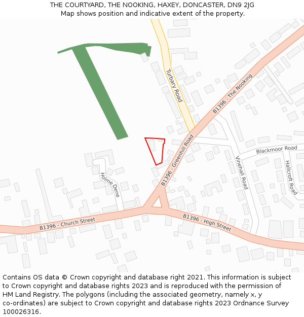 THE COURTYARD, THE NOOKING, HAXEY, DONCASTER, DN9 2JG: Location map and indicative extent of plot
