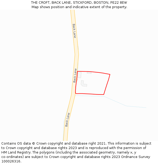 THE CROFT, BACK LANE, STICKFORD, BOSTON, PE22 8EW: Location map and indicative extent of plot