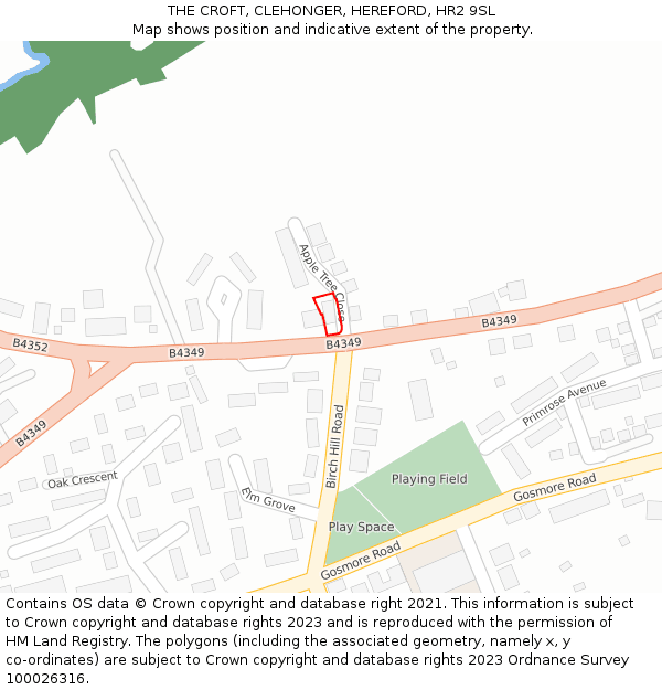 THE CROFT, CLEHONGER, HEREFORD, HR2 9SL: Location map and indicative extent of plot