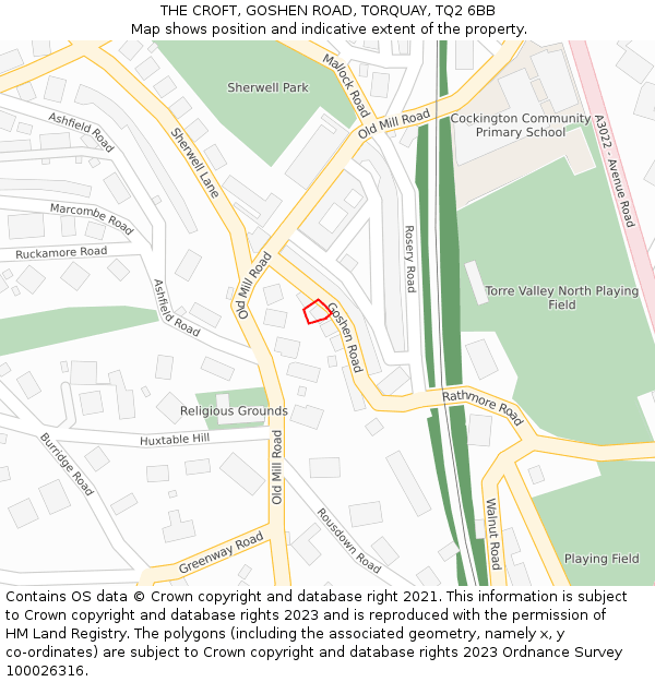 THE CROFT, GOSHEN ROAD, TORQUAY, TQ2 6BB: Location map and indicative extent of plot
