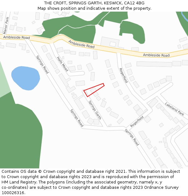 THE CROFT, SPRINGS GARTH, KESWICK, CA12 4BG: Location map and indicative extent of plot