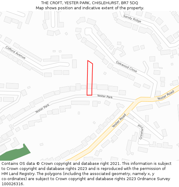 THE CROFT, YESTER PARK, CHISLEHURST, BR7 5DQ: Location map and indicative extent of plot
