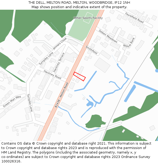 THE DELL, MELTON ROAD, MELTON, WOODBRIDGE, IP12 1NH: Location map and indicative extent of plot
