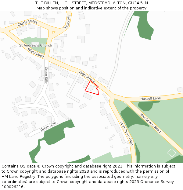 THE DILLEN, HIGH STREET, MEDSTEAD, ALTON, GU34 5LN: Location map and indicative extent of plot