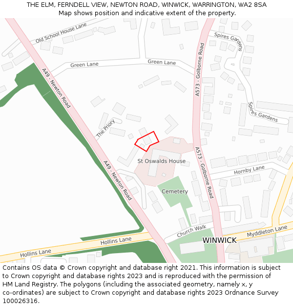 THE ELM, FERNDELL VIEW, NEWTON ROAD, WINWICK, WARRINGTON, WA2 8SA: Location map and indicative extent of plot