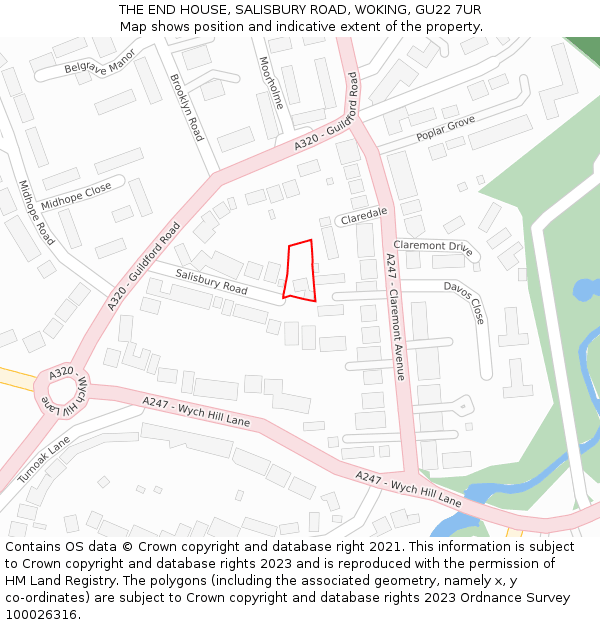 THE END HOUSE, SALISBURY ROAD, WOKING, GU22 7UR: Location map and indicative extent of plot