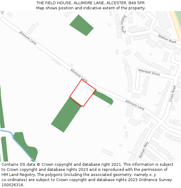 THE FIELD HOUSE, ALLIMORE LANE, ALCESTER, B49 5PR: Location map and indicative extent of plot