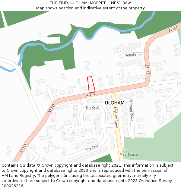 THE FIND, ULGHAM, MORPETH, NE61 3AW: Location map and indicative extent of plot