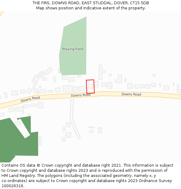 THE FIRS, DOWNS ROAD, EAST STUDDAL, DOVER, CT15 5DB: Location map and indicative extent of plot