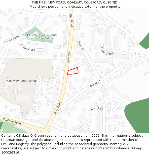 THE FIRS, NEW ROAD, COALWAY, COLEFORD, GL16 7JD: Location map and indicative extent of plot