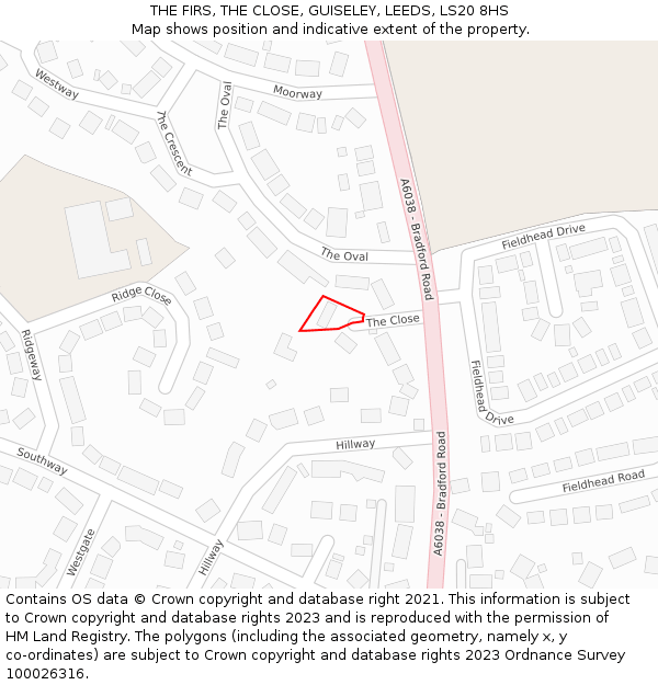 THE FIRS, THE CLOSE, GUISELEY, LEEDS, LS20 8HS: Location map and indicative extent of plot