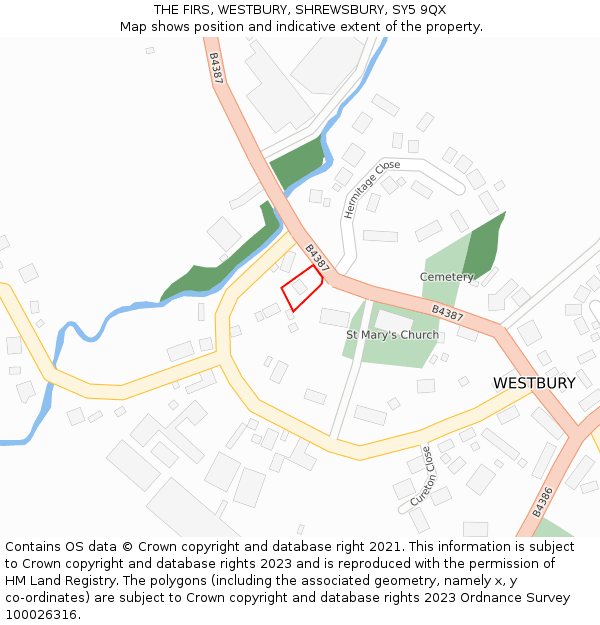 THE FIRS, WESTBURY, SHREWSBURY, SY5 9QX: Location map and indicative extent of plot