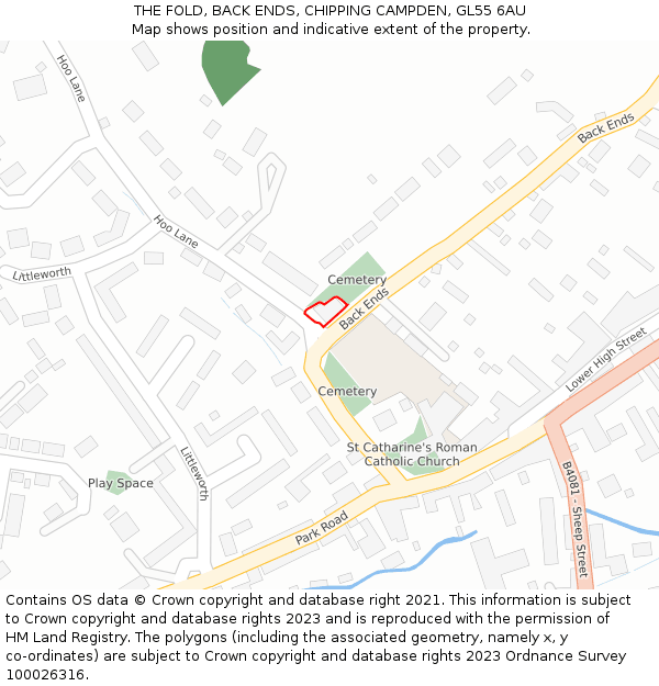 THE FOLD, BACK ENDS, CHIPPING CAMPDEN, GL55 6AU: Location map and indicative extent of plot
