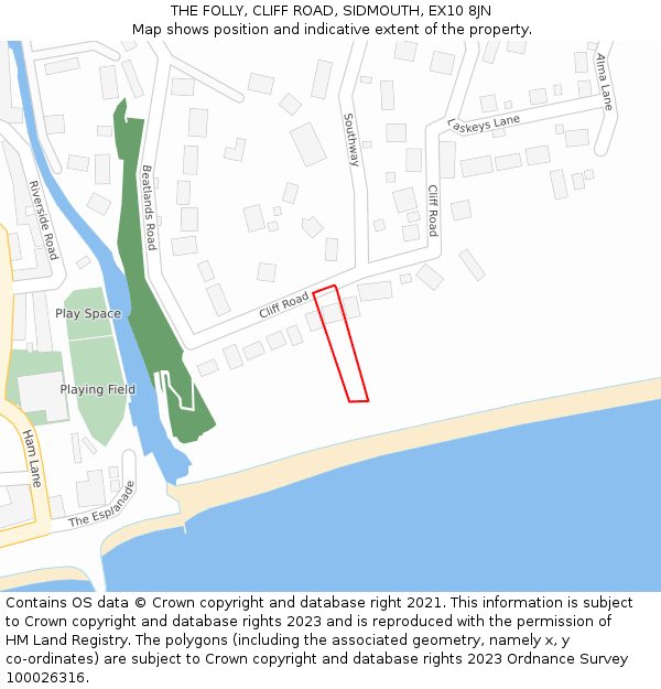 THE FOLLY, CLIFF ROAD, SIDMOUTH, EX10 8JN: Location map and indicative extent of plot