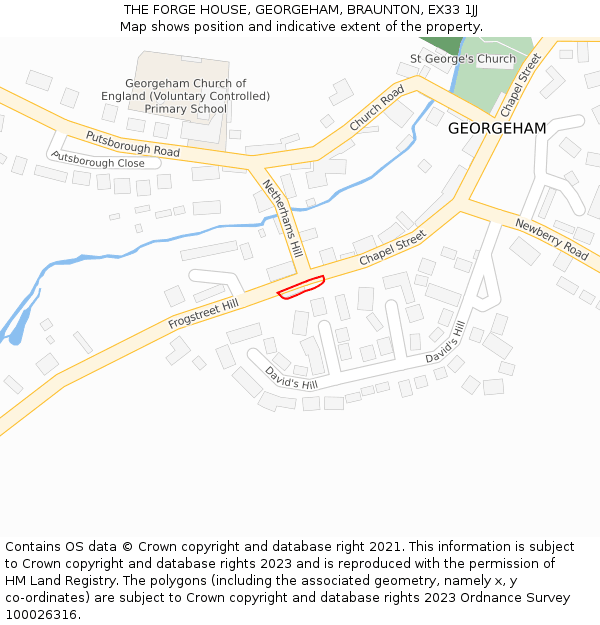 THE FORGE HOUSE, GEORGEHAM, BRAUNTON, EX33 1JJ: Location map and indicative extent of plot