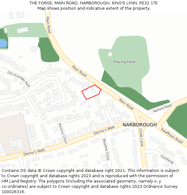 THE FORGE, MAIN ROAD, NARBOROUGH, KING'S LYNN, PE32 1TE: Location map and indicative extent of plot