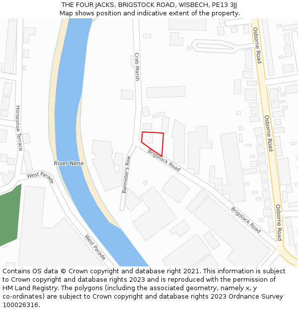 THE FOUR JACKS, BRIGSTOCK ROAD, WISBECH, PE13 3JJ: Location map and indicative extent of plot