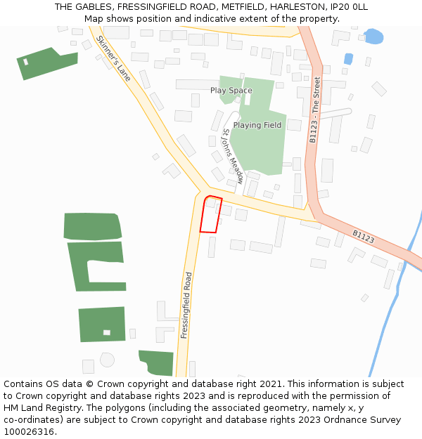 THE GABLES, FRESSINGFIELD ROAD, METFIELD, HARLESTON, IP20 0LL: Location map and indicative extent of plot