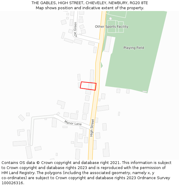 THE GABLES, HIGH STREET, CHIEVELEY, NEWBURY, RG20 8TE: Location map and indicative extent of plot