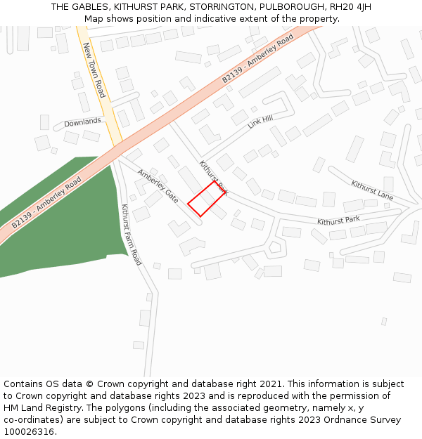 THE GABLES, KITHURST PARK, STORRINGTON, PULBOROUGH, RH20 4JH: Location map and indicative extent of plot