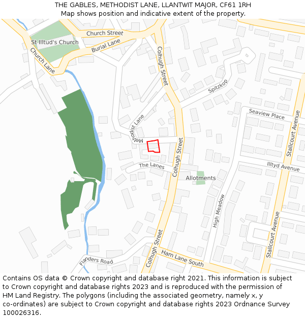 THE GABLES, METHODIST LANE, LLANTWIT MAJOR, CF61 1RH: Location map and indicative extent of plot