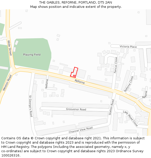 THE GABLES, REFORNE, PORTLAND, DT5 2AN: Location map and indicative extent of plot