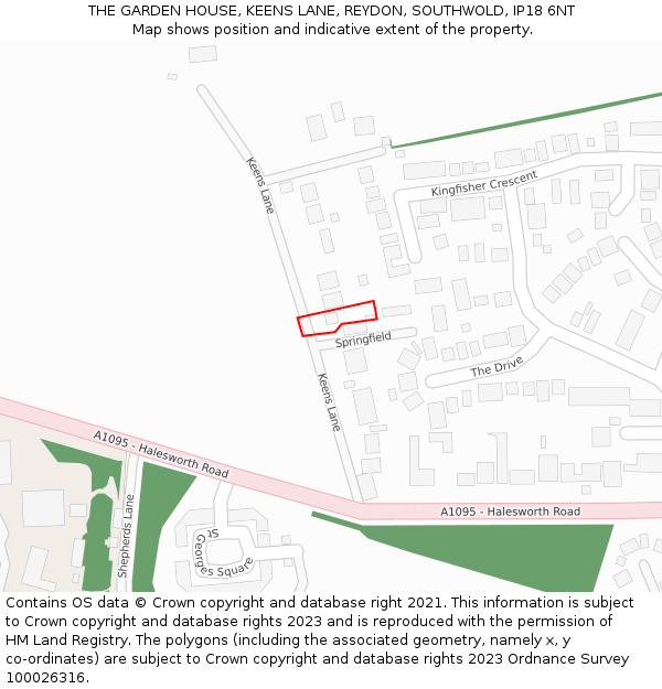 THE GARDEN HOUSE, KEENS LANE, REYDON, SOUTHWOLD, IP18 6NT: Location map and indicative extent of plot