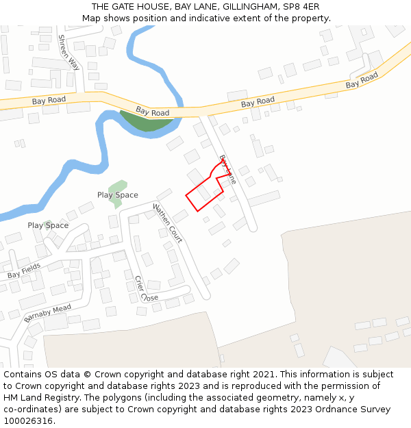 THE GATE HOUSE, BAY LANE, GILLINGHAM, SP8 4ER: Location map and indicative extent of plot