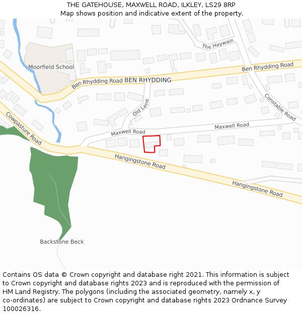 THE GATEHOUSE, MAXWELL ROAD, ILKLEY, LS29 8RP: Location map and indicative extent of plot