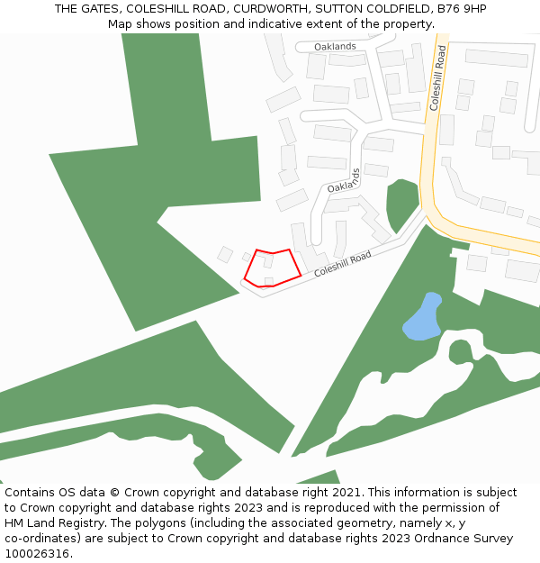 THE GATES, COLESHILL ROAD, CURDWORTH, SUTTON COLDFIELD, B76 9HP: Location map and indicative extent of plot