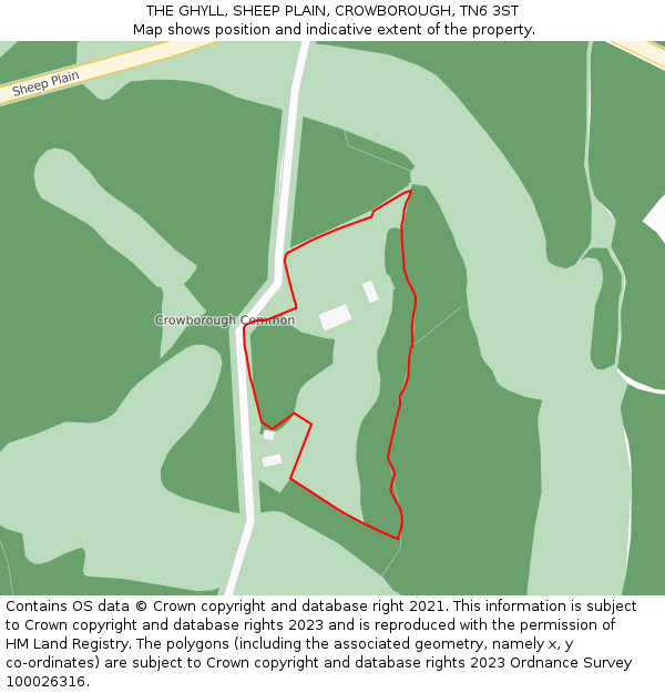 THE GHYLL, SHEEP PLAIN, CROWBOROUGH, TN6 3ST: Location map and indicative extent of plot