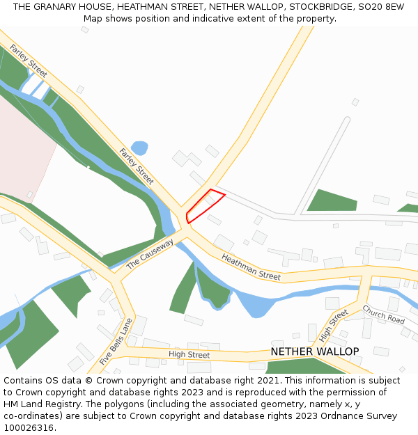 THE GRANARY HOUSE, HEATHMAN STREET, NETHER WALLOP, STOCKBRIDGE, SO20 8EW: Location map and indicative extent of plot