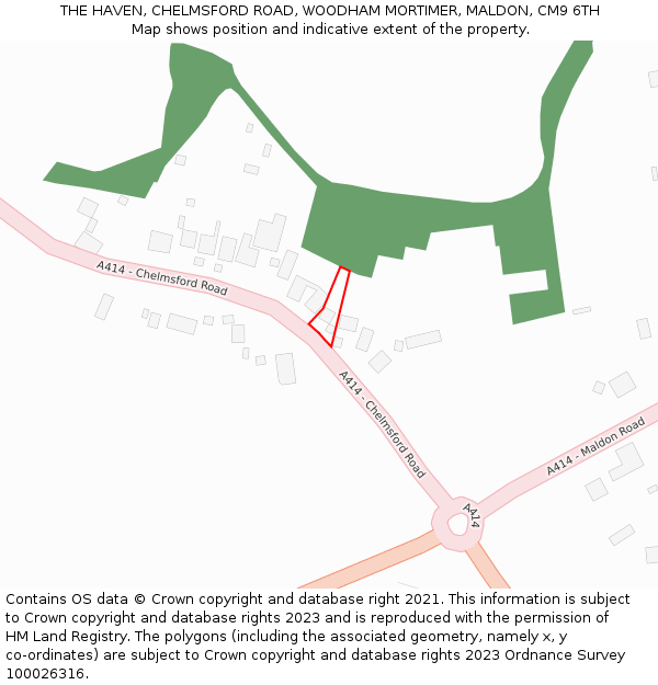THE HAVEN, CHELMSFORD ROAD, WOODHAM MORTIMER, MALDON, CM9 6TH: Location map and indicative extent of plot