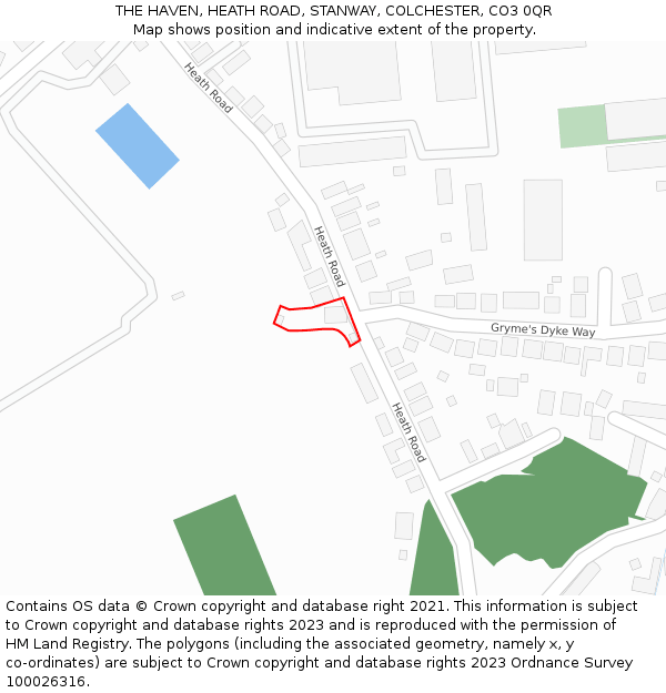 THE HAVEN, HEATH ROAD, STANWAY, COLCHESTER, CO3 0QR: Location map and indicative extent of plot