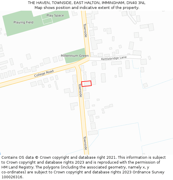 THE HAVEN, TOWNSIDE, EAST HALTON, IMMINGHAM, DN40 3NL: Location map and indicative extent of plot