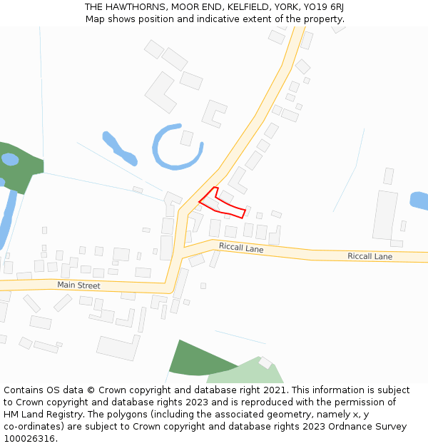 THE HAWTHORNS, MOOR END, KELFIELD, YORK, YO19 6RJ: Location map and indicative extent of plot