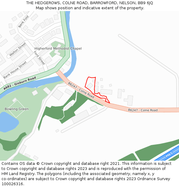 THE HEDGEROWS, COLNE ROAD, BARROWFORD, NELSON, BB9 6JQ: Location map and indicative extent of plot