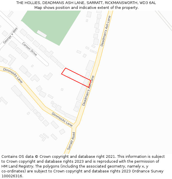 THE HOLLIES, DEADMANS ASH LANE, SARRATT, RICKMANSWORTH, WD3 6AL: Location map and indicative extent of plot