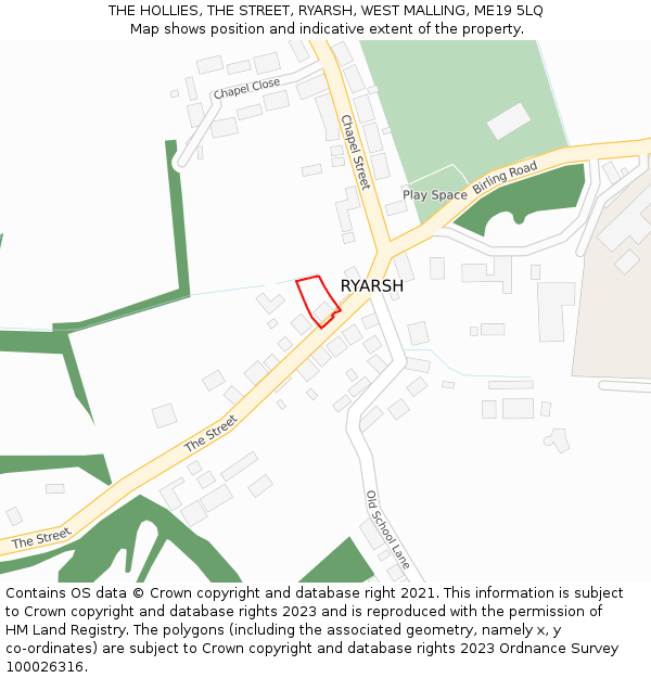 THE HOLLIES, THE STREET, RYARSH, WEST MALLING, ME19 5LQ: Location map and indicative extent of plot