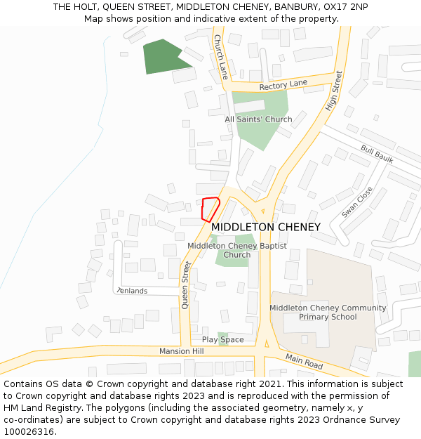 THE HOLT, QUEEN STREET, MIDDLETON CHENEY, BANBURY, OX17 2NP: Location map and indicative extent of plot