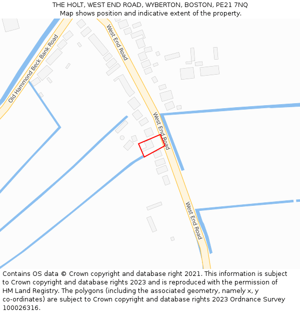 THE HOLT, WEST END ROAD, WYBERTON, BOSTON, PE21 7NQ: Location map and indicative extent of plot