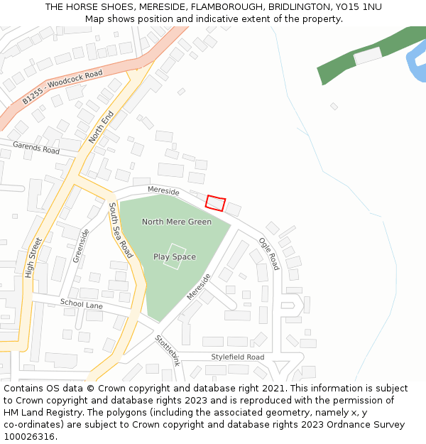 THE HORSE SHOES, MERESIDE, FLAMBOROUGH, BRIDLINGTON, YO15 1NU: Location map and indicative extent of plot